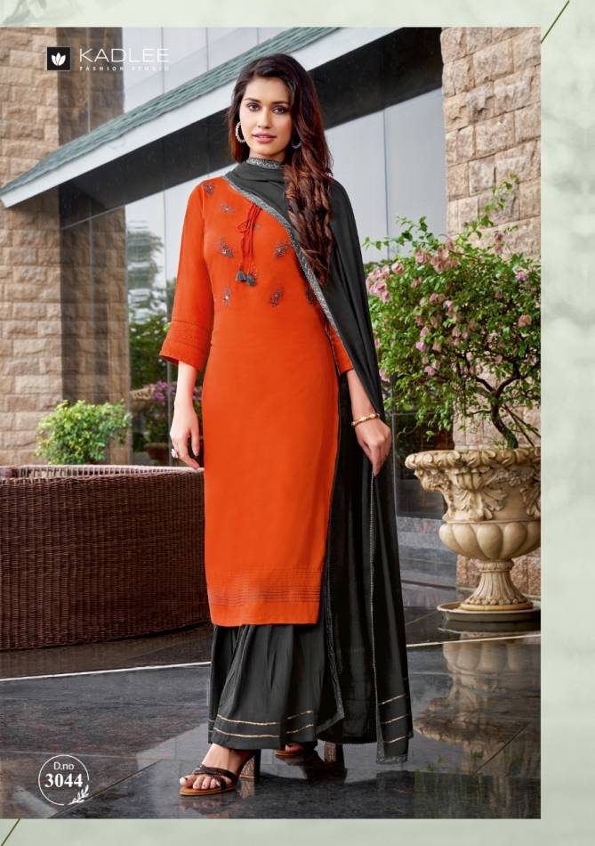 Kadlee Belliza Fancy Festive Wear Rayon Kurti With Sharara And Dupatta Collection